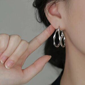 Elegant Silver Wave Earrings
